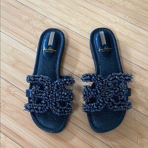 Sam Edelman Women's Black Beaded Sandals Slides Size 7 Worn Once